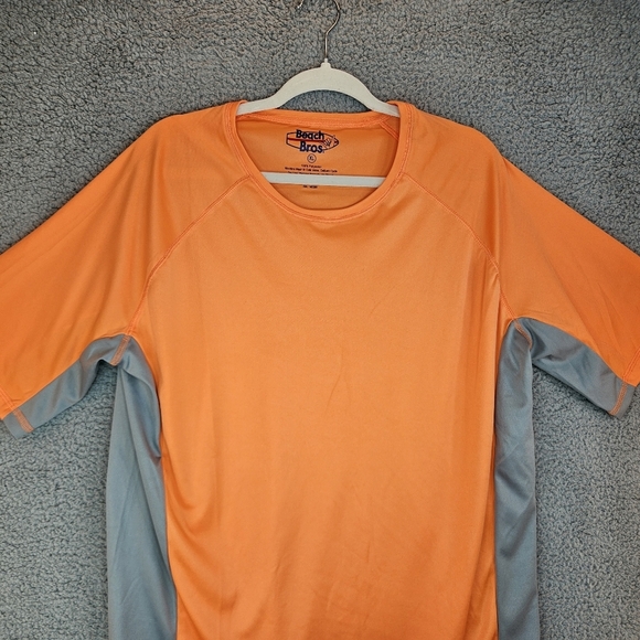 Beach Bros Men's Orange & Gray Pull Over Shirt Sz XL Surfing Swimming Biking - Picture 3 of 10